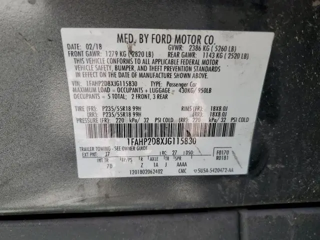 2018 FORD TAURUS SE  