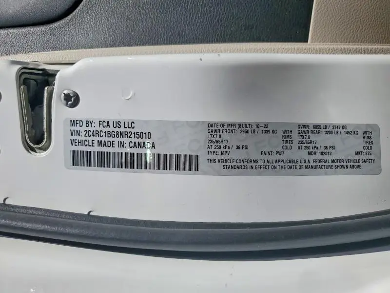 2022 CHRYSLER PACIFICA TOURING L  