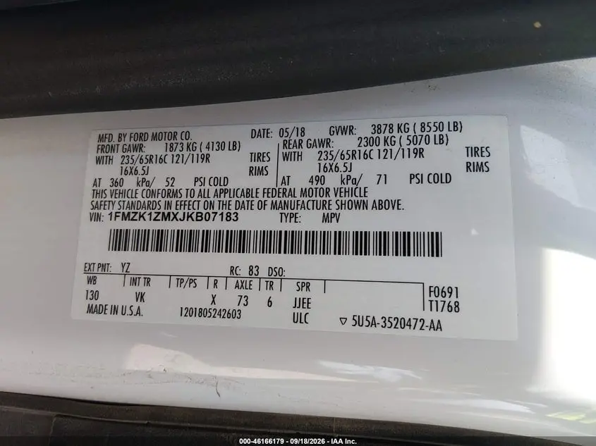 2018 FORD TRANSIT-150 XL