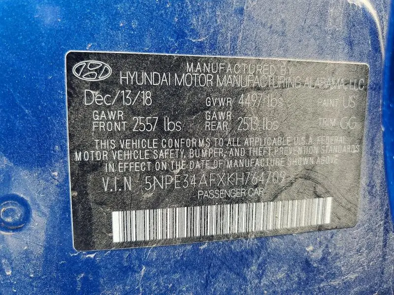 2019 HYUNDAI SONATA LIMITED  