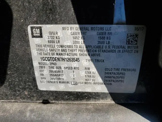 2017 CHEVROLET COLORADO Z71  