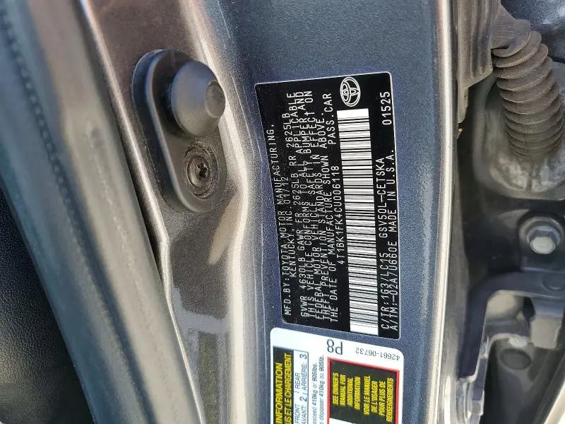 2012 TOYOTA CAMRY SE V6  