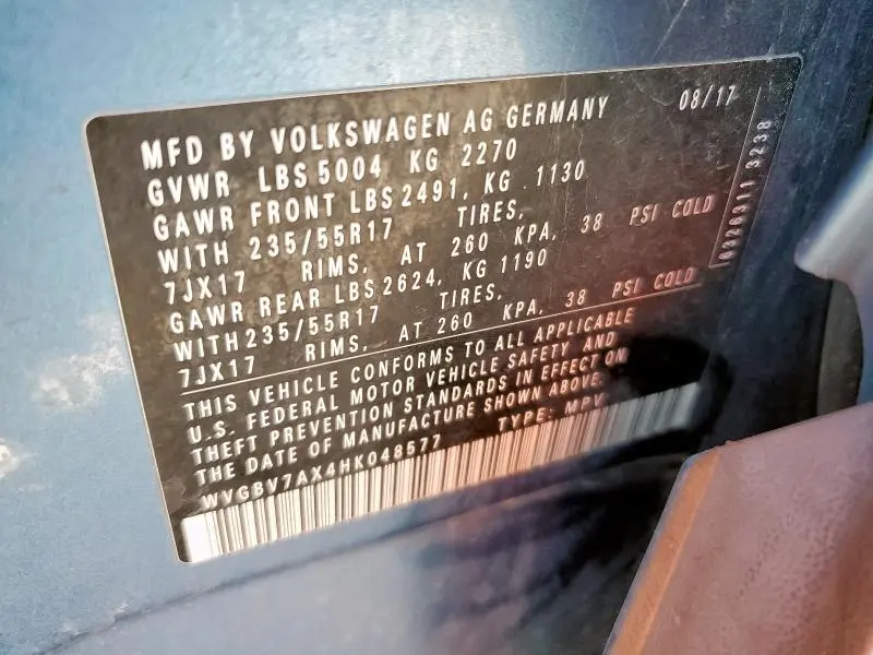 2017 VOLKSWAGEN TIGUAN S  