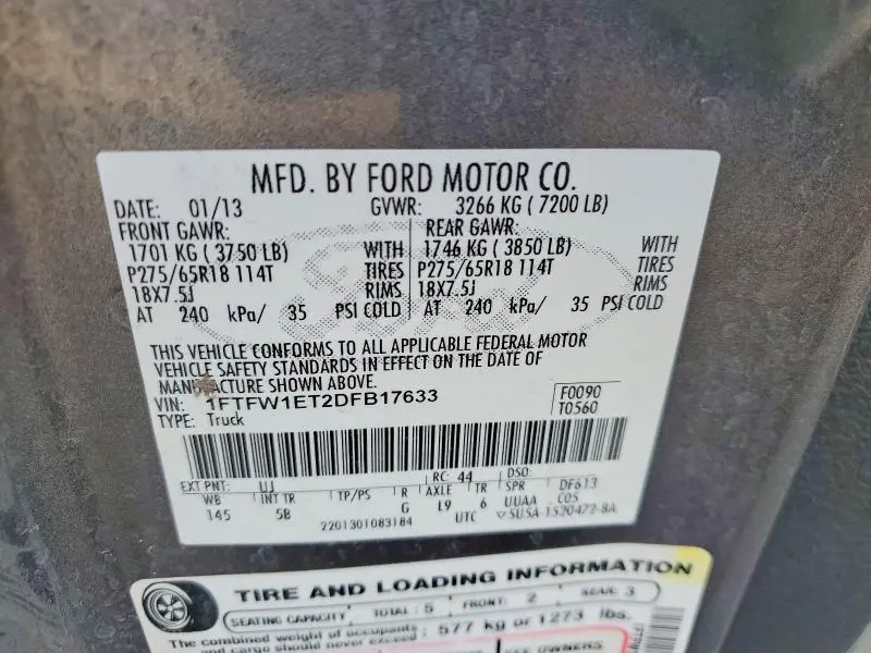 2013 FORD F150 SUPERCREW  