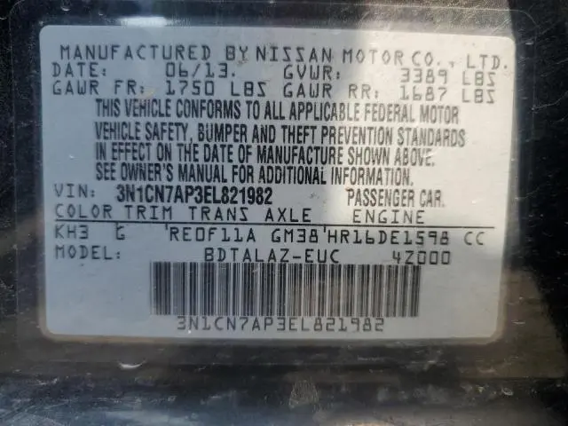 2014 NISSAN VERSA 1.6 S PLUS  