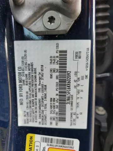 2019 LINCOLN MKZ RESERVE II  