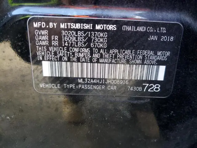 2018 MITSUBISHI MIRAGE SE  