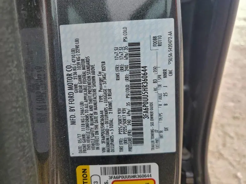 2017 FORD FUSION S HYBRID  