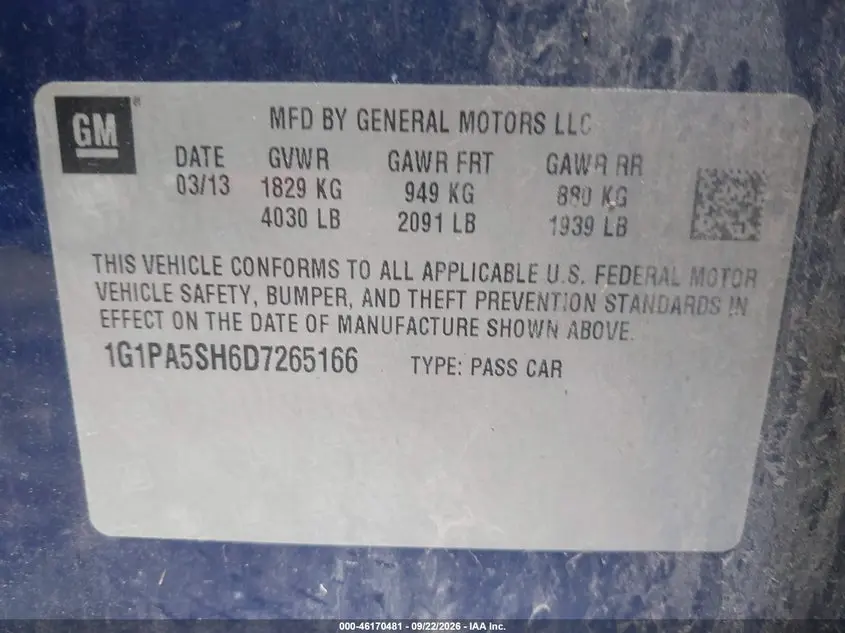 2013 CHEVROLET CRUZE LS AUTO