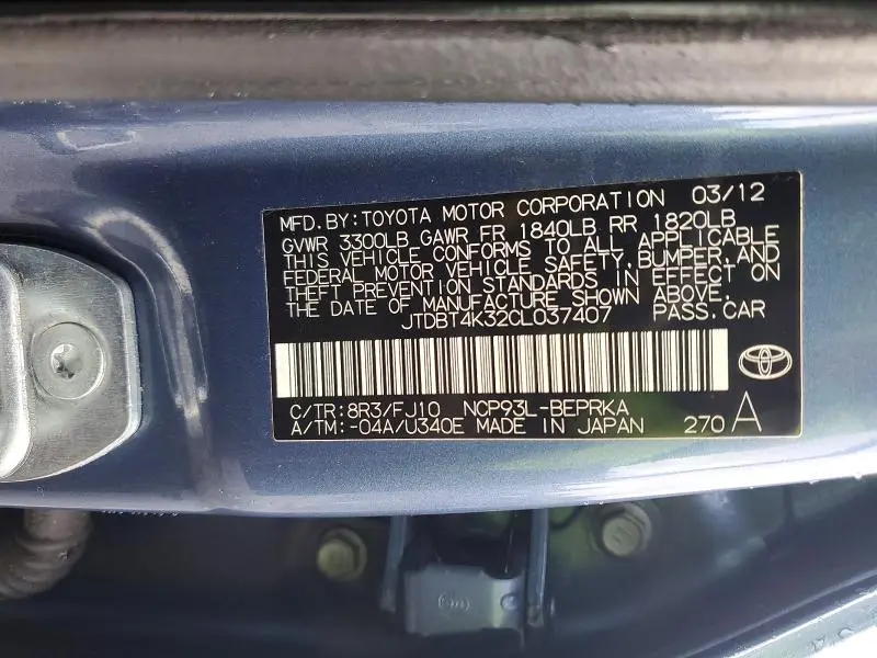 2012 TOYOTA YARIS FLEET  