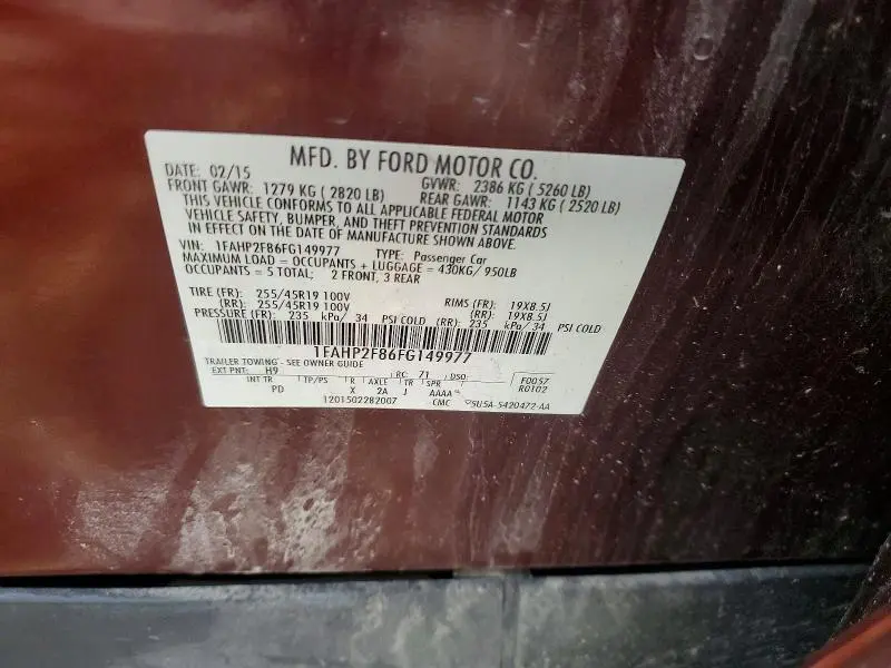 2015 FORD TAURUS LIMITED  