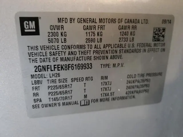 2015 CHEVROLET EQUINOX LT