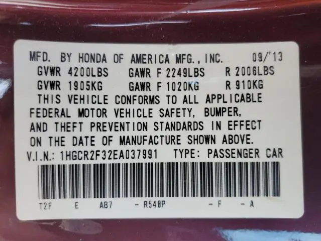 2014 HONDA ACCORD LX  