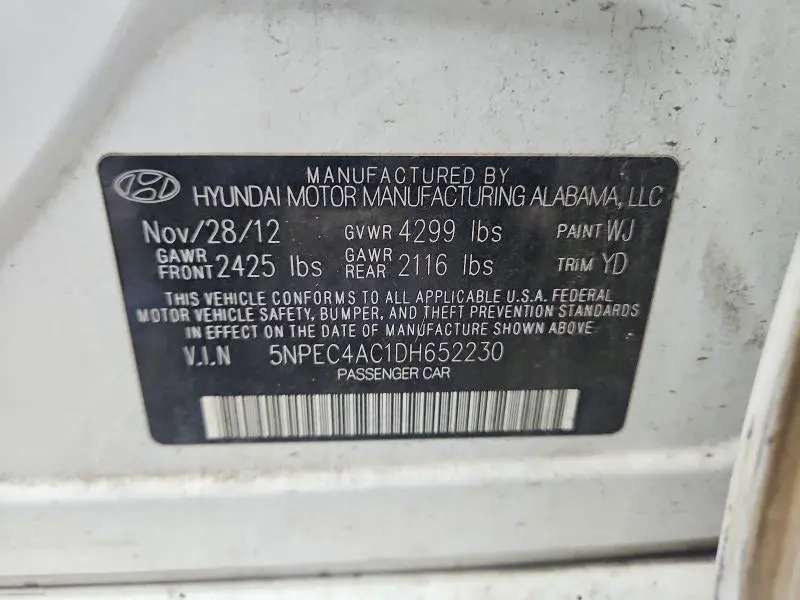 2013 HYUNDAI SONATA LIMITED  