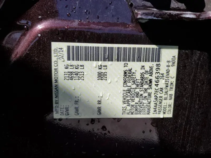 2014 NISSAN MAXIMA S  