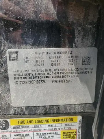 2012 CHEVROLET MALIBU 1LT  