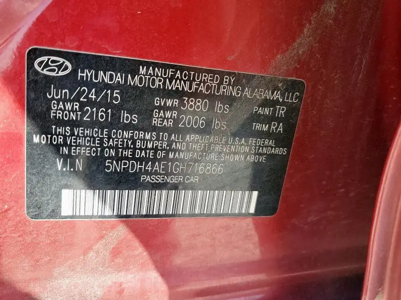 2016 HYUNDAI ELANTRA SE