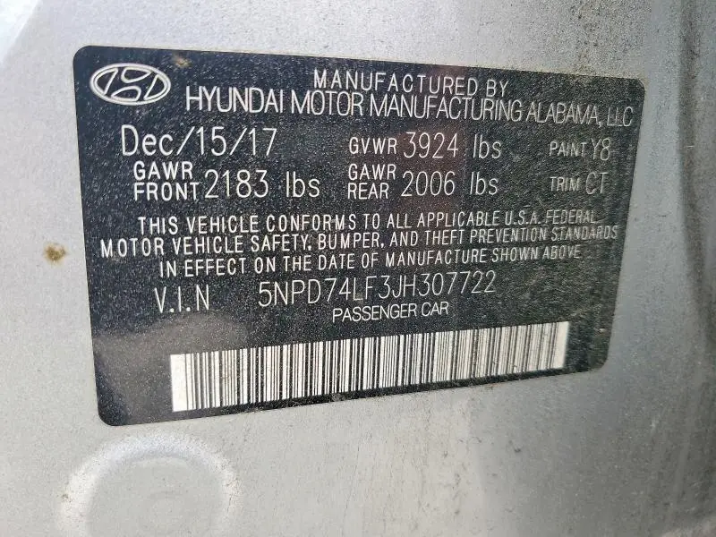 2018 HYUNDAI ELANTRA SE  