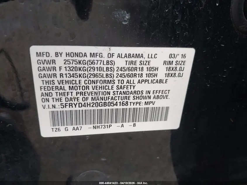 2016 ACURA MDX ACURAWATCH PLUS PACKAGE