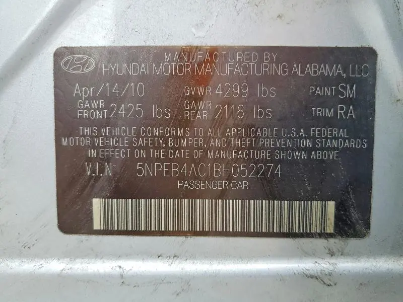 2011 HYUNDAI SONATA GLS  
