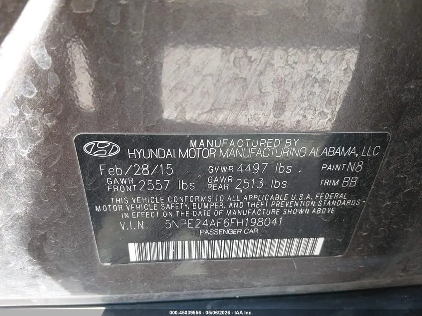 2015 HYUNDAI SONATA SE