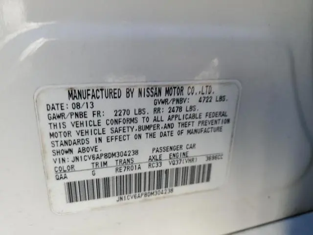 2013 INFINITI G37 BASE  