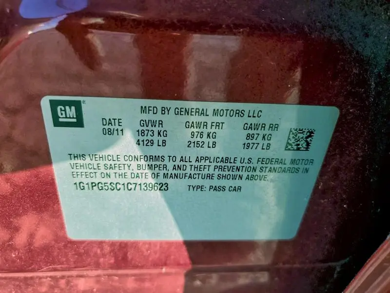 2012 CHEVROLET CRUZE LT  