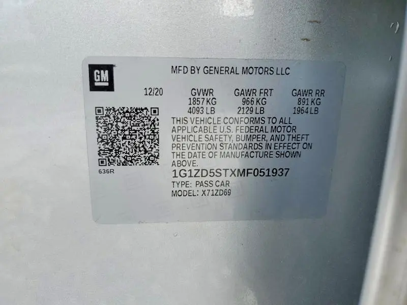 2021 CHEVROLET MALIBU LT  