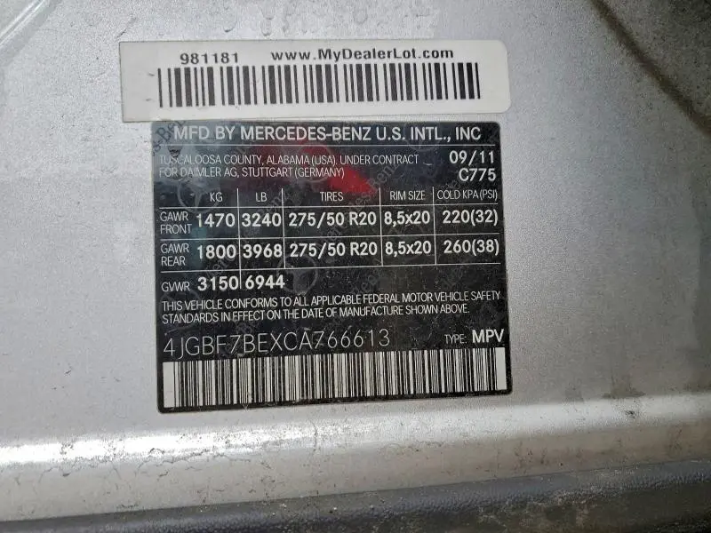 2012 MERCEDES-BENZ GL 450 4MATIC  