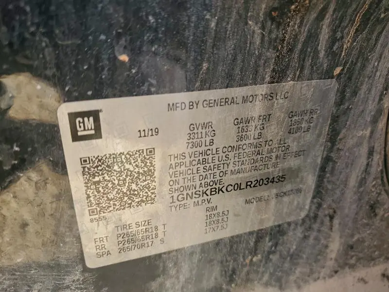 2020 CHEVROLET TAHOE K1500 LT  