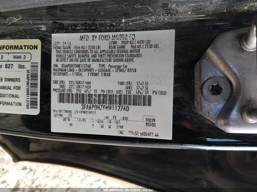 2017 FORD FUSION SE