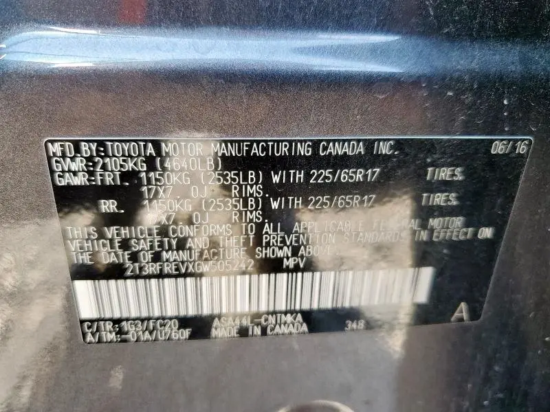 2016 TOYOTA RAV4 XLE  