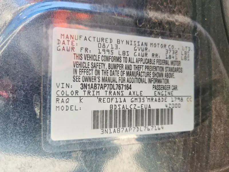 2013 NISSAN SENTRA S  