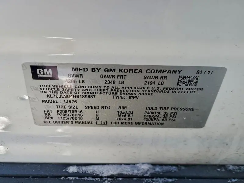 2017 CHEVROLET TRAX 1LT  