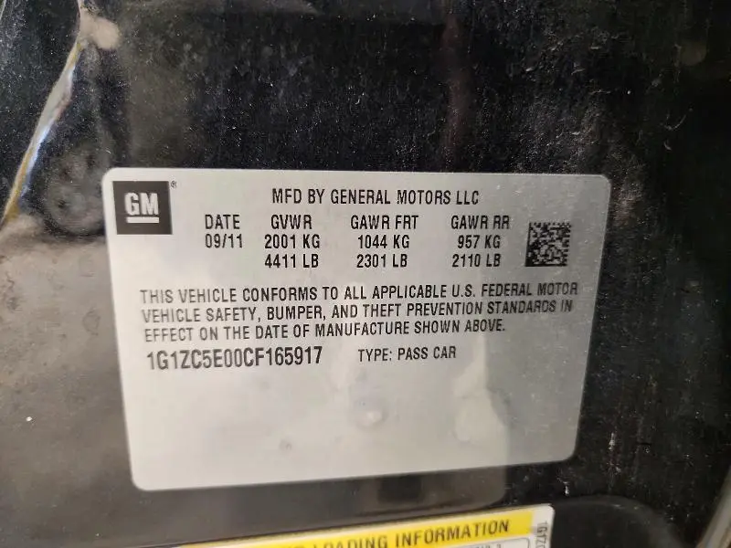 2012 CHEVROLET MALIBU 1LT  