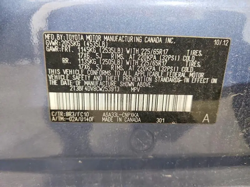 2012 TOYOTA RAV4 BASE  