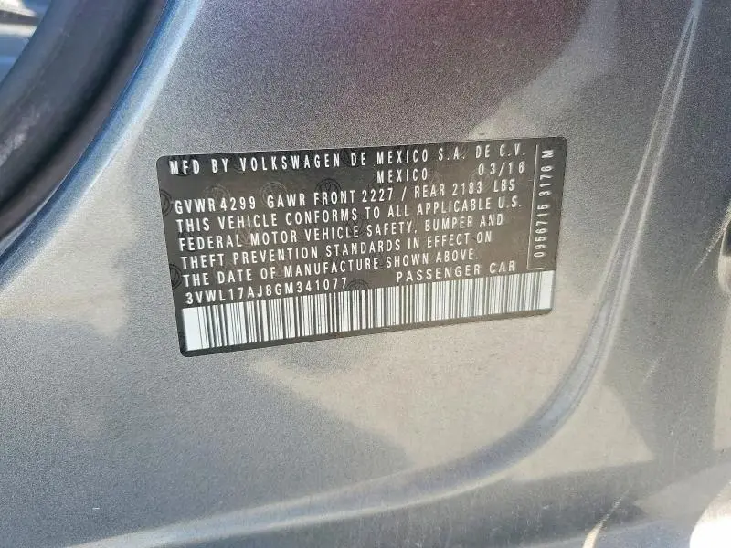 2016 VOLKSWAGEN JETTA SEL  