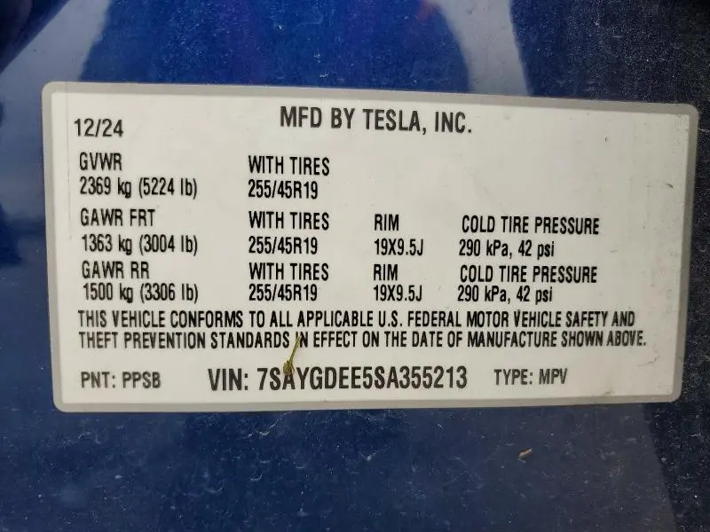 2025 TESLA MODEL Y   