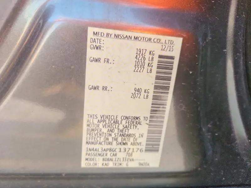 2016 NISSAN ALTIMA 2.5 SV  