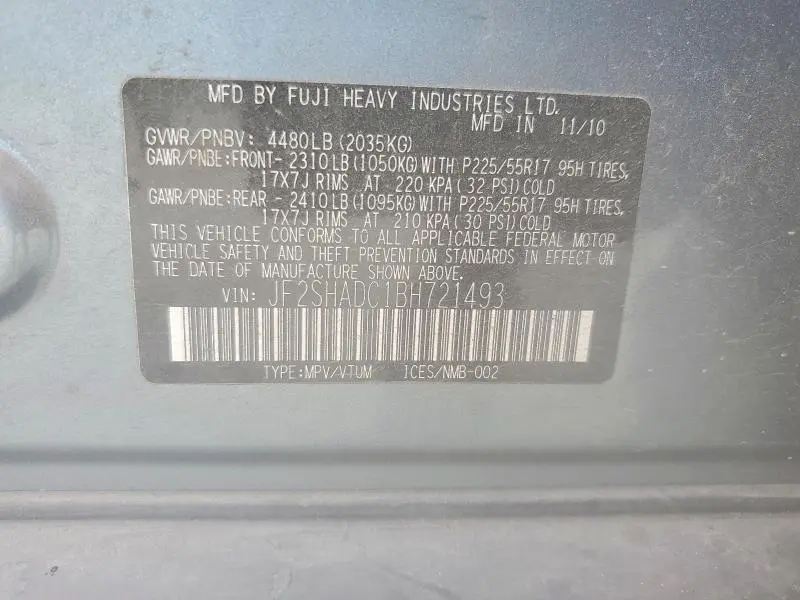 2011 SUBARU FORESTER 2.5X PREMIUM  
