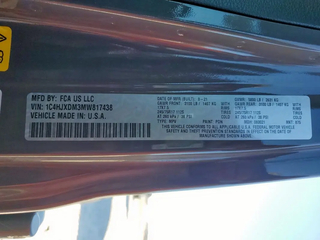 2021 JEEP WRANGLER UNLIMITED SPORT  