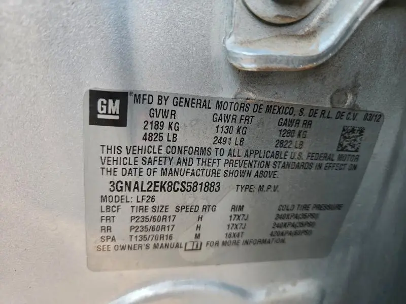 2012 CHEVROLET CAPTIVA SPORT  