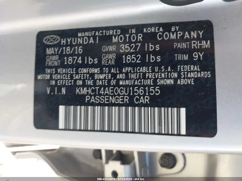 2016 HYUNDAI ACCENT SE