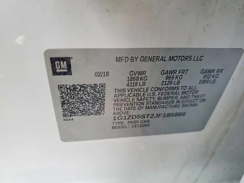 2018 CHEVROLET MALIBU LT  