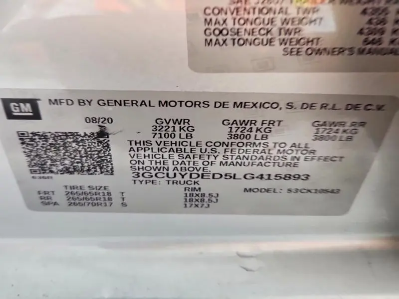 2020 CHEVROLET SILVERADO K1500 LT  