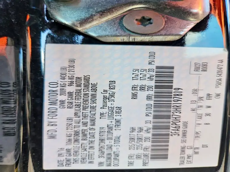 2017 FORD FUSION SE  