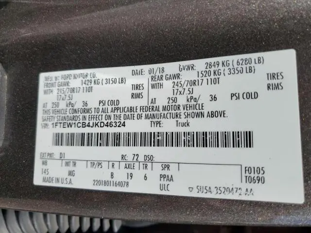 2018 FORD F150 SUPERCREW  