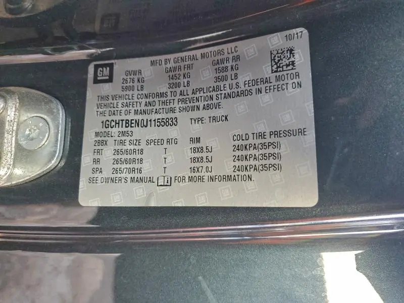 2018 CHEVROLET COLORADO   