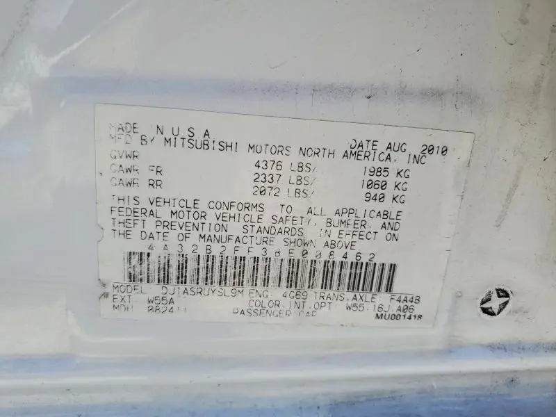 2011 MITSUBISHI GALANT FE  