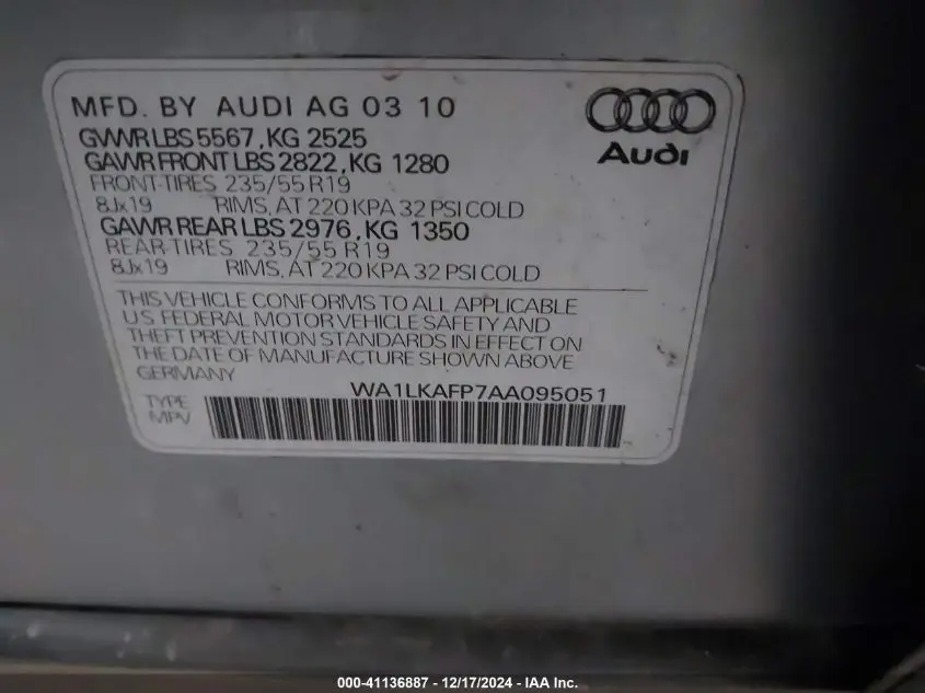 2010 AUDI Q5 3.2 PREMIUM